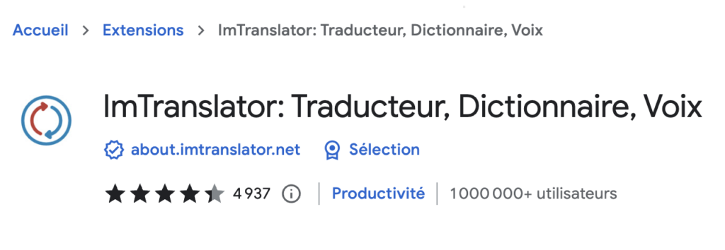Extension Chrome ImTranslator