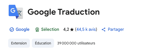 extension traduction Google Traduction