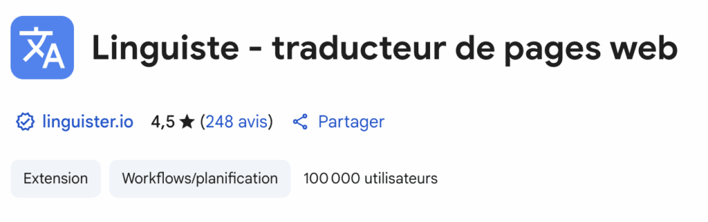 plugin pour traduire site navigateur Linguiste