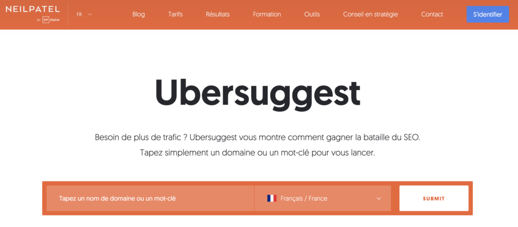 Trouver des mots-clés dans d'autres pays avec ubersuggest
