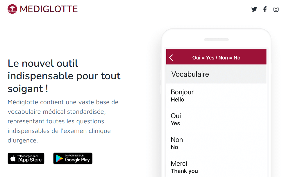 Outil de traduction médicale Mediglotte